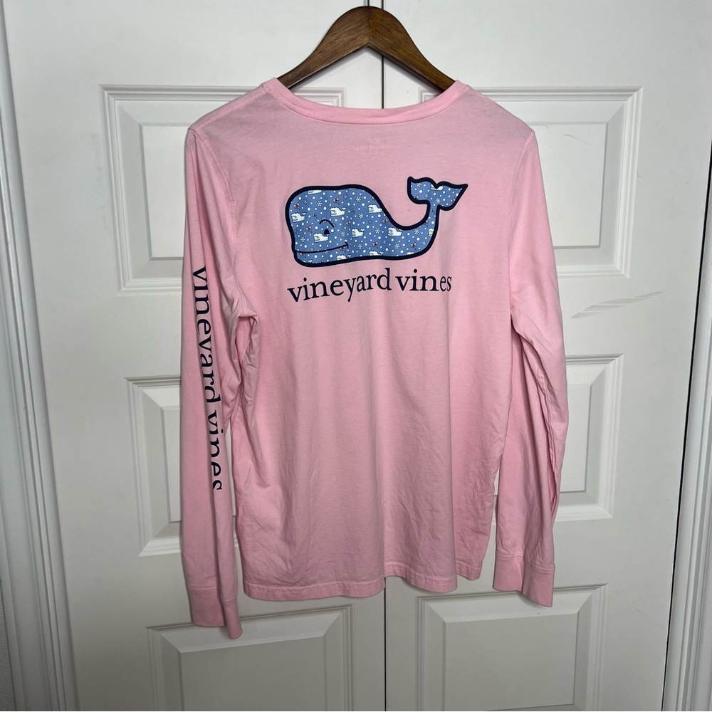 Vineyard Vines Women’s Pink Long Sleeve Pocket Tee Whale Logo Size L - Picture 4 of 5
